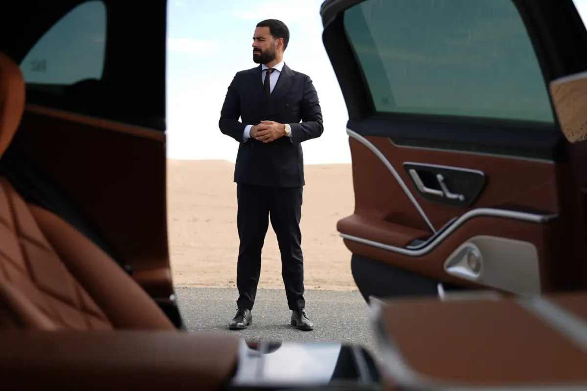 Luxury limousine prepared for a chauffeur transfer