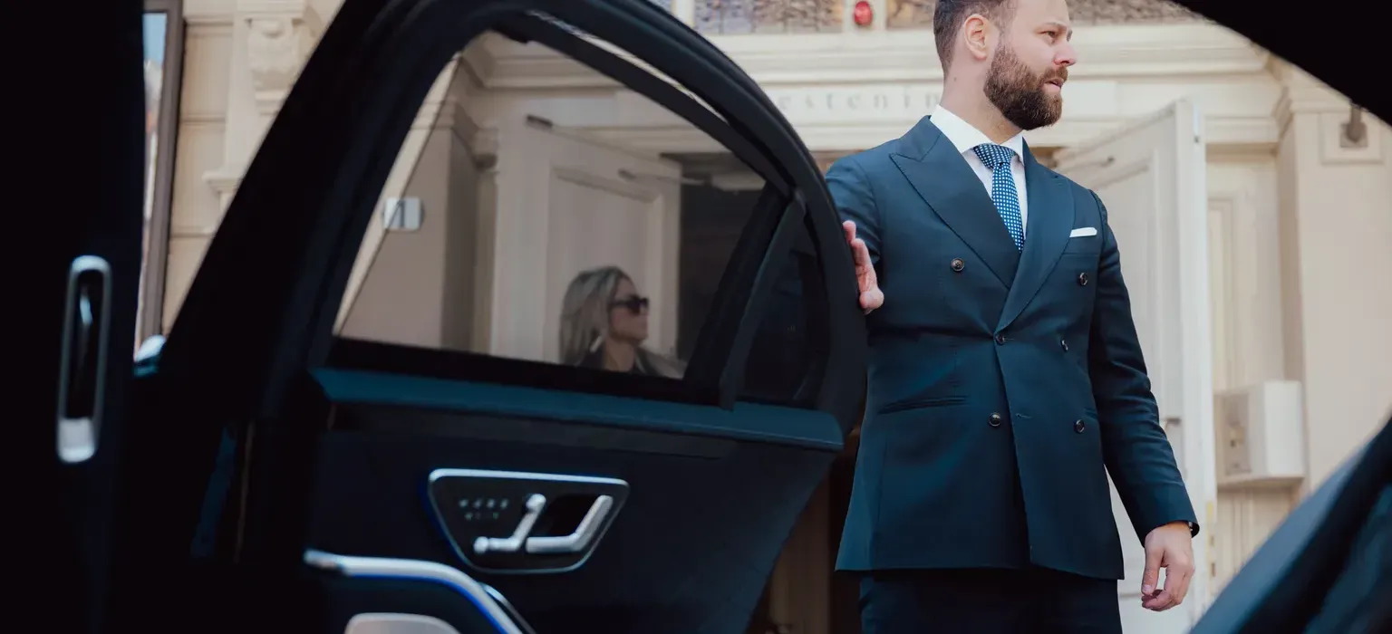 Luxury limousine prepared for a chauffeur transfer