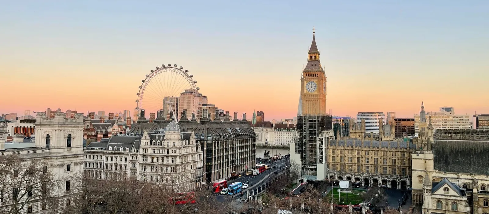 London skyline with the London Eye and Big Ben